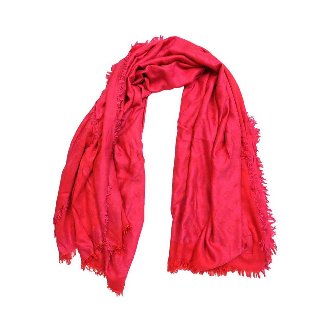 LOUIS VUITTON LV Vintage Hot Pink Monogram Scarf Shawl Wrap